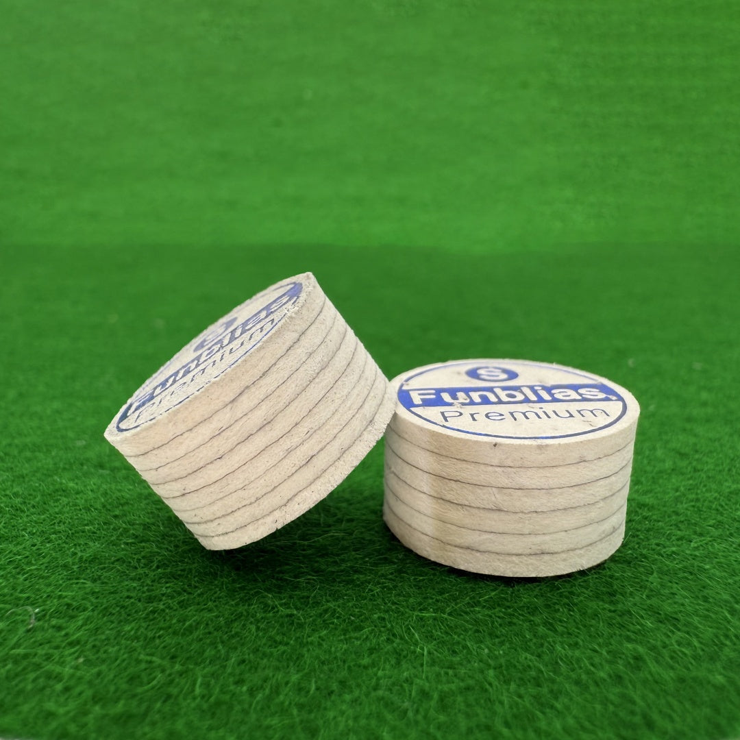 Laminated Leather Billiard Tip for Reduced Mushrooming