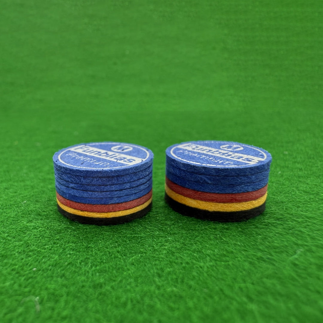 8-Layers Laminated Pool Cue Tip Premium Pig Skin Leather Medium Hardness 11.5mm 12.5mm