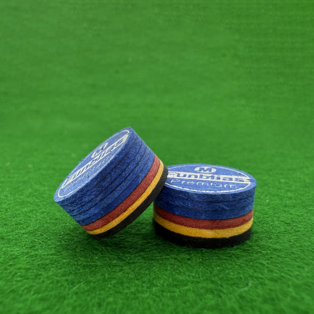 8-Layers Laminated Pool Cue Tip Premium Pig Skin Leather Medium Hardness 11.5mm 12.5mm
